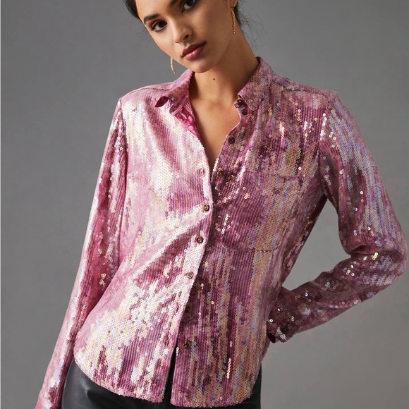 Pilcro Shrunken Sequin Blouse - Picture 1 of 7